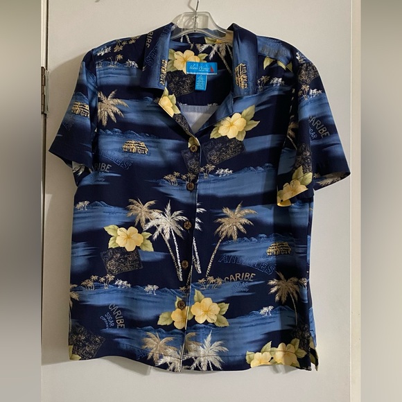Island winds Other - Island winds Navy and Yellow Tropical Shirt